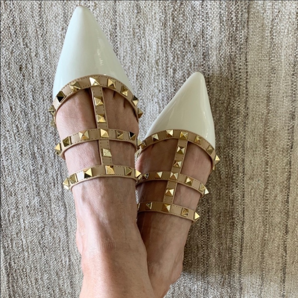 LAST 1🔥SALE New White Patent Leather Flats/Mules - Picture 2 of 5